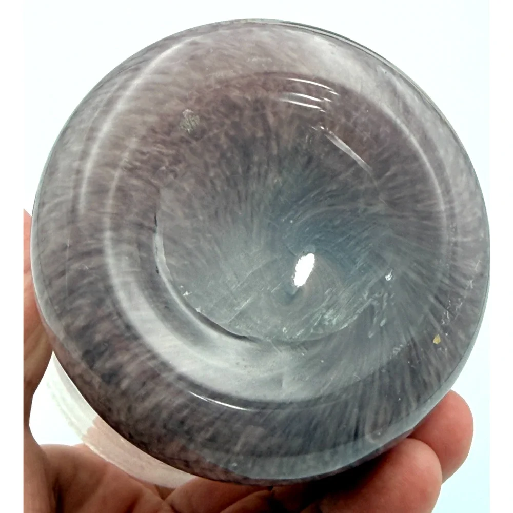 Handblown Studio Art Glass Tumbler Vase Pink Floating Purple Thumbprint Trails